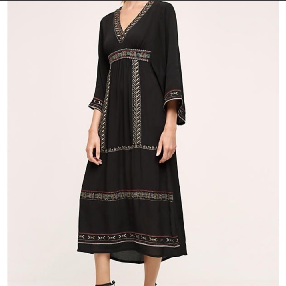 Anthropologie Merivana Midi Dress XS New Black NWT - Picture 2 of 8